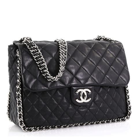 chanel chain around flap bag quilted leather medium